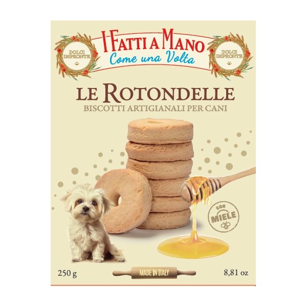 Dolci Impronte – Fatti a Mano - Le Rotondelle - Confezione 6 Scatole Biscotti  Pasta Frolla Miele - 250 gr